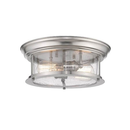 Z-Lite Sonna 2 Light Flush Mount, Brushed Nickel And Clear Seedy 727F13-BN